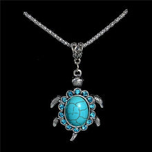 H:HYDE Nice Shipping Women Jewelry Natural Stone Rhinestone Turtle Tortoise Shaped Pendants Retro Necklaces Sweater chain