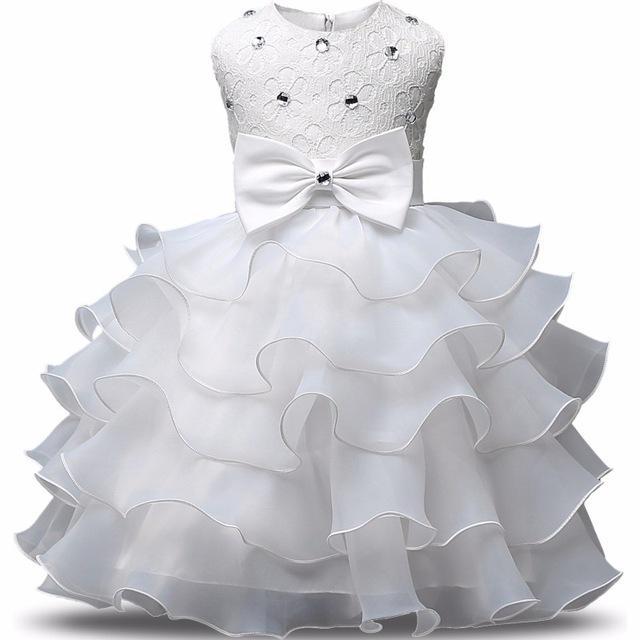 Aini Babe Baby Girls First Birthday Communion Dresses Kids Party Ball Gown Princess Bridesmaid Children Tutu Dress Girl 0-8 Year