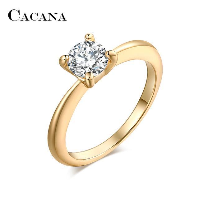 CACANA Cubic Zirconia Rings For Women Slender Delicate Trendy Zinc Alloy Rings Jewelry Bijouterie Wholesale  NO.R559