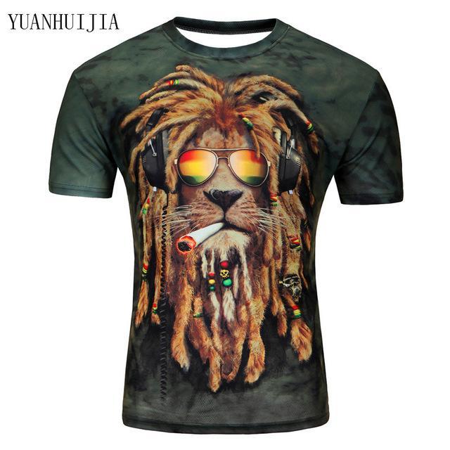 2017new galaxy space 3D t shirt lovely kitten cat eat pizza funny tops tee short sleeve summer shirts for men