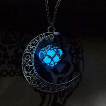 TOMTOSH moon glowing necklace, green stone charm jewelry, silver plated, Halloween gift