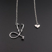 3 Colors Rose Gold/Gold/Silver Stethoscope Lariat Heart Pendant Necklace Newest Nurse Medical Necklace Collares Bijoux Femme