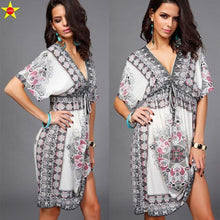 Plus Size Casual Women Dresses 2016 Summer Deep V Backless Sundresses Sexy Women Silk Dress Extra Large Beach Style Hot Sale