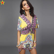 Plus Size Casual Women Dresses 2016 Summer Deep V Backless Sundresses Sexy Women Silk Dress Extra Large Beach Style Hot Sale
