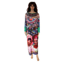 2017 African Dashiki New Fashion Design Bazin Super Elastic Party Plus Size Diamond Loose Face Print Maxi Dress For Lady