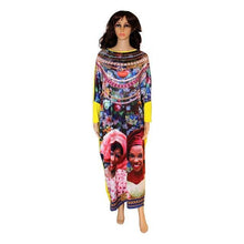 2017 African Dashiki New Fashion Design Bazin Super Elastic Party Plus Size Diamond Loose Face Print Maxi Dress For Lady