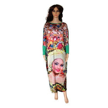 2017 African Dashiki New Fashion Design Bazin Super Elastic Party Plus Size Diamond Loose Face Print Maxi Dress For Lady