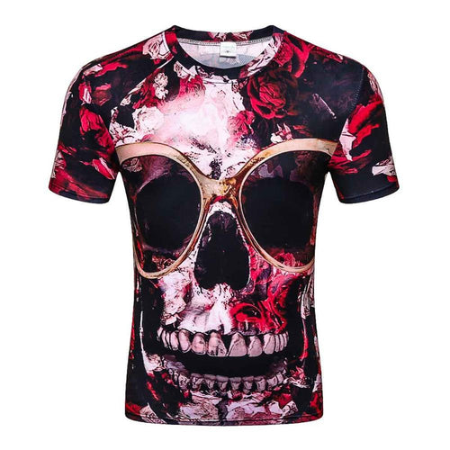 2017 New casual tops tee harajuku summer 3d t shirts hip hop graphic print flower skull t-shirt 3d tshirt for men wholesale