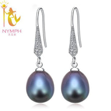 [NYMPH] pure natural pearl earrings,8-9mm freshwater drop pearl fine jewelry gift for women  E10017