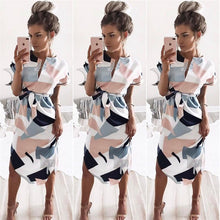 Ahagaga 2017 Summer Dress Women Fashion Print Elegant Cute Sashes O-neck Sexy Slim Sheath Dress Women Dresses Vestidos Robes