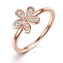BAMOER Two Colors Fashion Elegant Original 925 Sterling Silver Dazzling Daisy Flower Ring Clear CZ Wedding Jewelry PA7123
