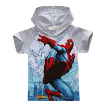 2016 New Spiderman Boys T-shirt Children's Cartoon Fashion Hooded Super Hero T Shirt Summer Cotton Casual Kids Short Tshirt 22