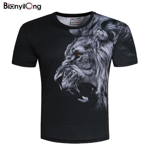 BIANYILONGNew Fashion Men/Women T-shirt 3d lion Print Designed Stylish Summer T shirt Brand Tops Tees Plus Size M-5XL