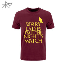 2017 Games Of Thrones Sorry Ladies I'm in the Night's Watch Bird T Shirt Men Funny Cotton Short Sleeve T-shirt Tshirt  Plus Size