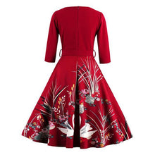 Sisjuly vintage Spring women dress with sashes 1950s festa a line dresses print flower v-neck vintage elegant women dresses