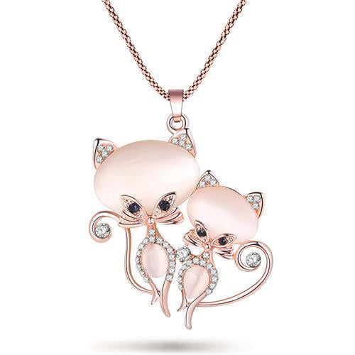 Bonsny Cat Necklace Long Pendant  Brand Crystal Chain New 2015 Zinc Alloy Girl Women Fashion Jewelry Statement Accessories