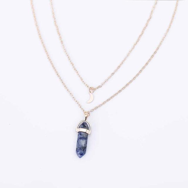 TOMTOSH 1PCnatural stone moon choker necklace fashion gold color crystal pendant necklace for women