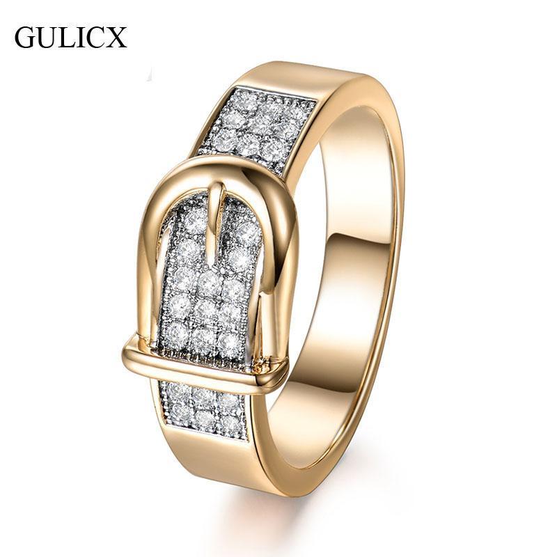 GULICX Shining Belt Rings for Women Tiny CZ Paved Cubic Zirconia Stone Accessories Wedding Jewelry Birthday Gift