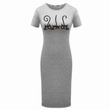 Originality Clothing Round Neck Short Sleeve Knee Length Elegant Pencil Dresses Summer Fashion Cute print Women cat Solid Dress