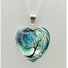 2016 New Divergent Heart Necklace Divergent Tree Pendant Jewelry Women Heart Necklace Art Glass Necklace HZ3