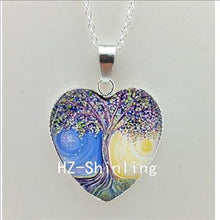2016 New Divergent Heart Necklace Divergent Tree Pendant Jewelry Women Heart Necklace Art Glass Necklace HZ3