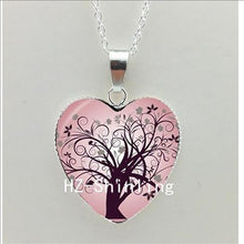 2016 New Divergent Heart Necklace Divergent Tree Pendant Jewelry Women Heart Necklace Art Glass Necklace HZ3