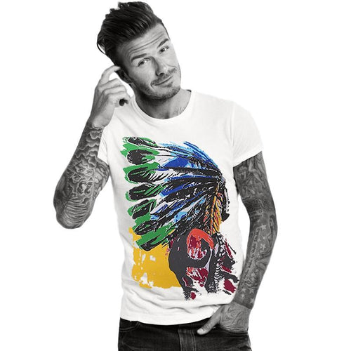 2016 Fashion Brand New men's T-shirt Indian Print t shirt Casual loose fit Short Sleeve O-neck Tops Tees male tshirt TX80 R
