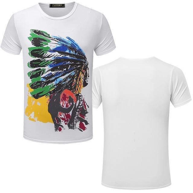 2016 Fashion Brand New men's T-shirt Indian Print t shirt Casual loose fit Short Sleeve O-neck Tops Tees male tshirt TX80 R