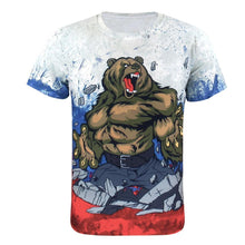 Men Animal Bear 3D T-Shirts Casual Flag Short Sleeve Clothes Tops Summer