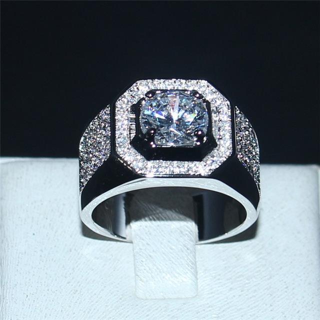 choucong Jewelry Men's 925 Sterling Silver&rose gold 1.5ct Diamant paev cz Stone ring Engagement Wedding Bands boys Sz 7-13 gift