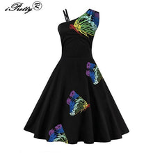 2017 Plus Size Vintage Butterfly Embroidery Summer Dress Robe Rockabilly Oblique Sleeveless Hepburn 50s 60s Swing Pin Up Vestido