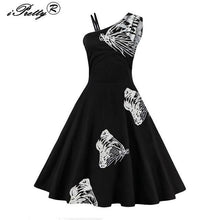2017 Plus Size Vintage Butterfly Embroidery Summer Dress Robe Rockabilly Oblique Sleeveless Hepburn 50s 60s Swing Pin Up Vestido