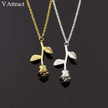 V Attract Bijoux Femme Collier 2017 New Pink Gold Rose Flower Statement Necklace Women Charm Maxi Choker Boho Jewelry