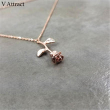 V Attract Bijoux Femme Collier 2017 New Pink Gold Rose Flower Statement Necklace Women Charm Maxi Choker Boho Jewelry