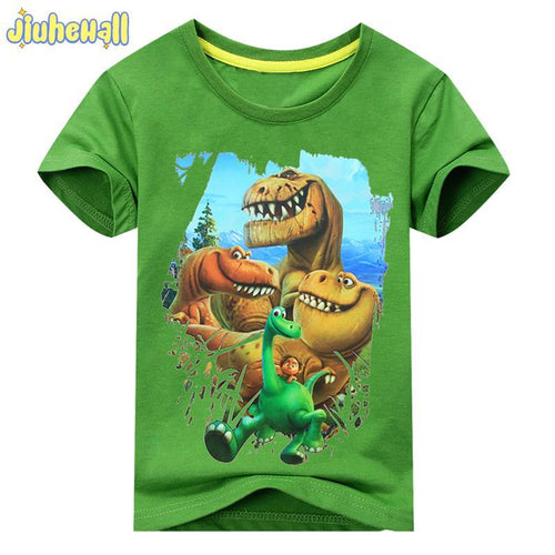 2017 Summer Boy Girl Dinosaur Pattern Short SleeveS T-Shirt Kids 100%Cotton White shirts For Kids Cartoon Print Clothes ACY003