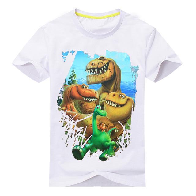 2017 Summer Boy Girl Dinosaur Pattern Short SleeveS T-Shirt Kids 100%Cotton White shirts For Kids Cartoon Print Clothes ACY003