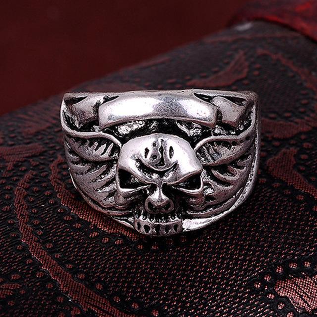 2017 Anel Masculino Punk Vintage Trend Men's Ring Gothic Men's Skull Flower Biker Zinc alloy Ring Man fashion Free shipping