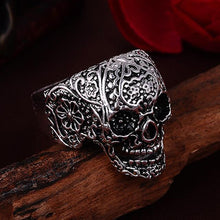 2017 Anel Masculino Punk Vintage Trend Men's Ring Gothic Men's Skull Flower Biker Zinc alloy Ring Man fashion Free shipping