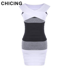 CHICING Sexy Slash Neck Off Shoulder Cross Bandage Dress 2017 Stretch Sleeveless High Waist Mini Bodycon Dress Vestidos A148007