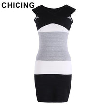 CHICING Sexy Slash Neck Off Shoulder Cross Bandage Dress 2017 Stretch Sleeveless High Waist Mini Bodycon Dress Vestidos A148007