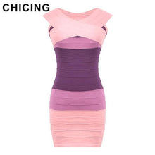 CHICING Sexy Slash Neck Off Shoulder Cross Bandage Dress 2017 Stretch Sleeveless High Waist Mini Bodycon Dress Vestidos A148007