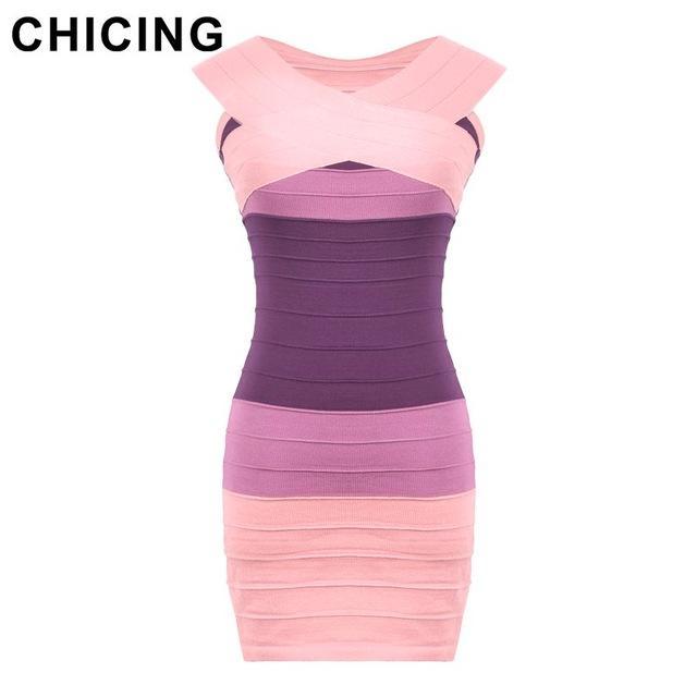 CHICING Sexy Slash Neck Off Shoulder Cross Bandage Dress 2017 Stretch Sleeveless High Waist Mini Bodycon Dress Vestidos A148007