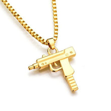 2017 New Punk Mask Plug Gold Silver Metal Submachine Hatet Maxi Pistol Necklace & Pendants Hip Hop Jewelry for Men Women