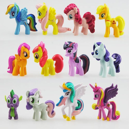 12Pcs/Lot Cute Little Horse Rainbow Dash Pinkie Pie Toys Figures Children Gift Cartoon Children Action Figure Vinyl Doll Toys
