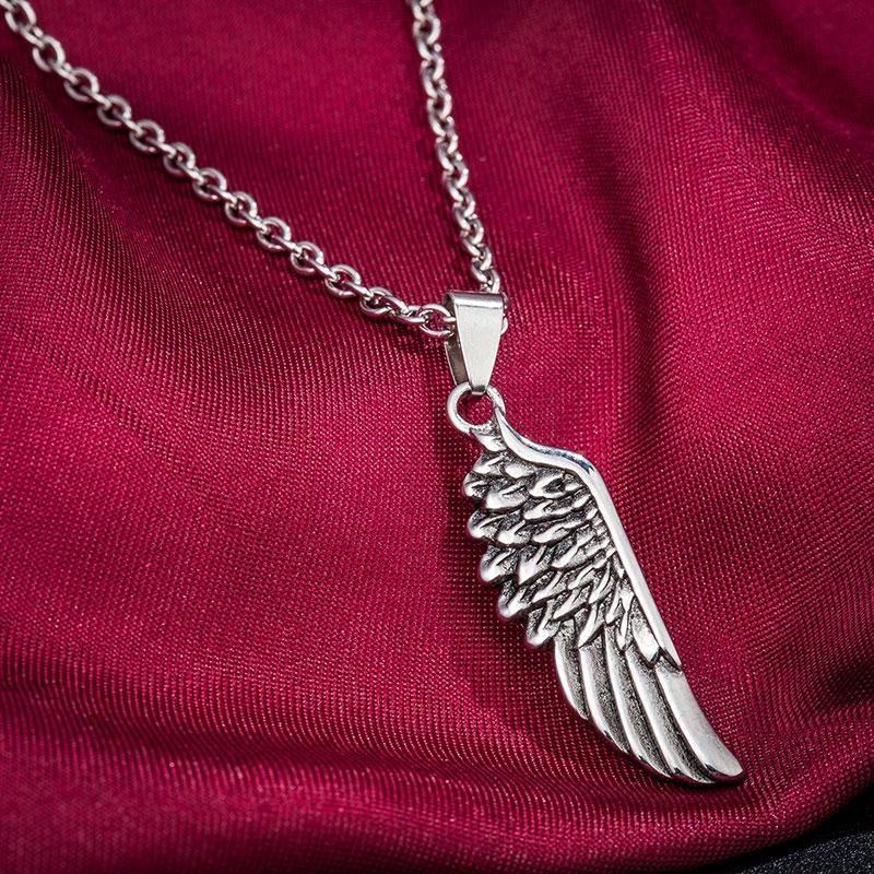 WAWFROK 2017 Stainless steel Women's  Feather Necklace Pendant