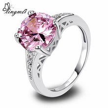 lingmei Wholesale Round Cut AAA Multi-Color CZ Silver Color Ring Size 6 7 8 9 10 11 12 13 Love Style Women Gift Free Shipping