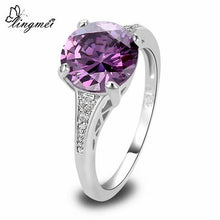 lingmei Wholesale Round Cut AAA Multi-Color CZ Silver Color Ring Size 6 7 8 9 10 11 12 13 Love Style Women Gift Free Shipping