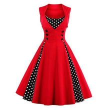 ZAFUL Vintage Retro Women Dress Sleeveless Polka Dot 2017 Summer Party Evening Vestido Elegant Ladies Red A Line Plus Size 4XL