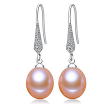 [NYMPH] pure natural pearl earrings,8-9mm freshwater drop pearl fine jewelry gift for women  E10017