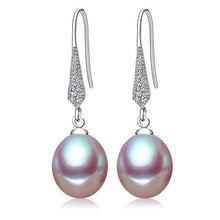 [NYMPH] pure natural pearl earrings,8-9mm freshwater drop pearl fine jewelry gift for women  E10017